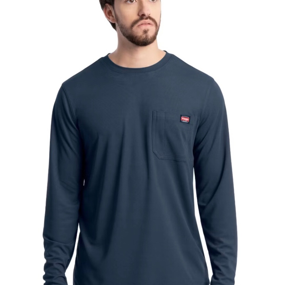 WRANGLER Mens Workwear Heavy T-Shirt Size 2XL 50-52 100% Navy Blue Cotton New